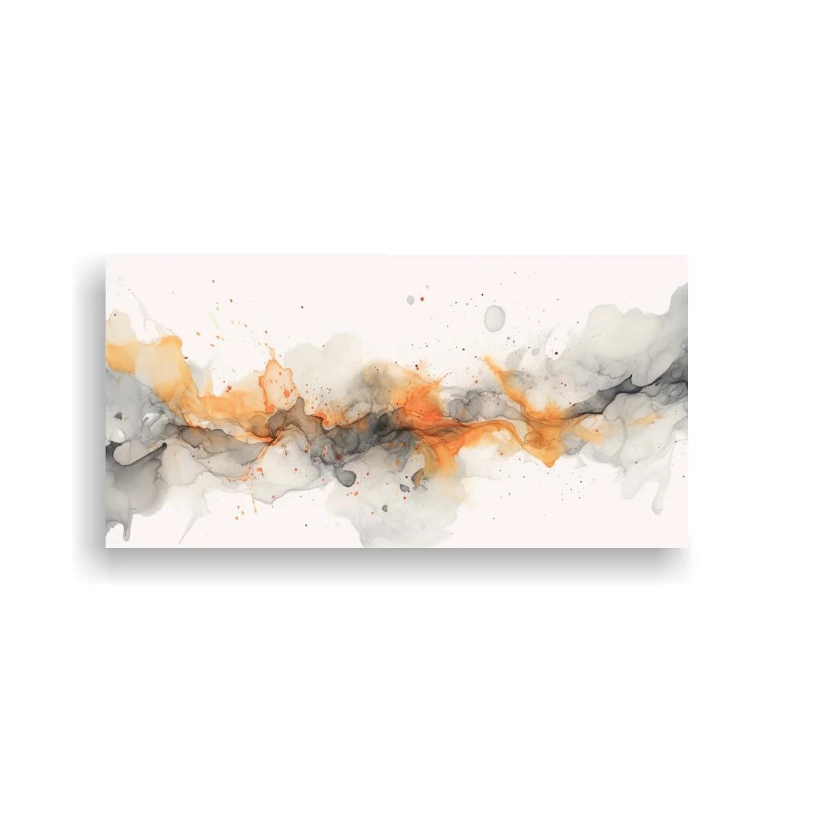 Cuadro franja abstracta de tinta y humo con acentos naranjas — imagen principal