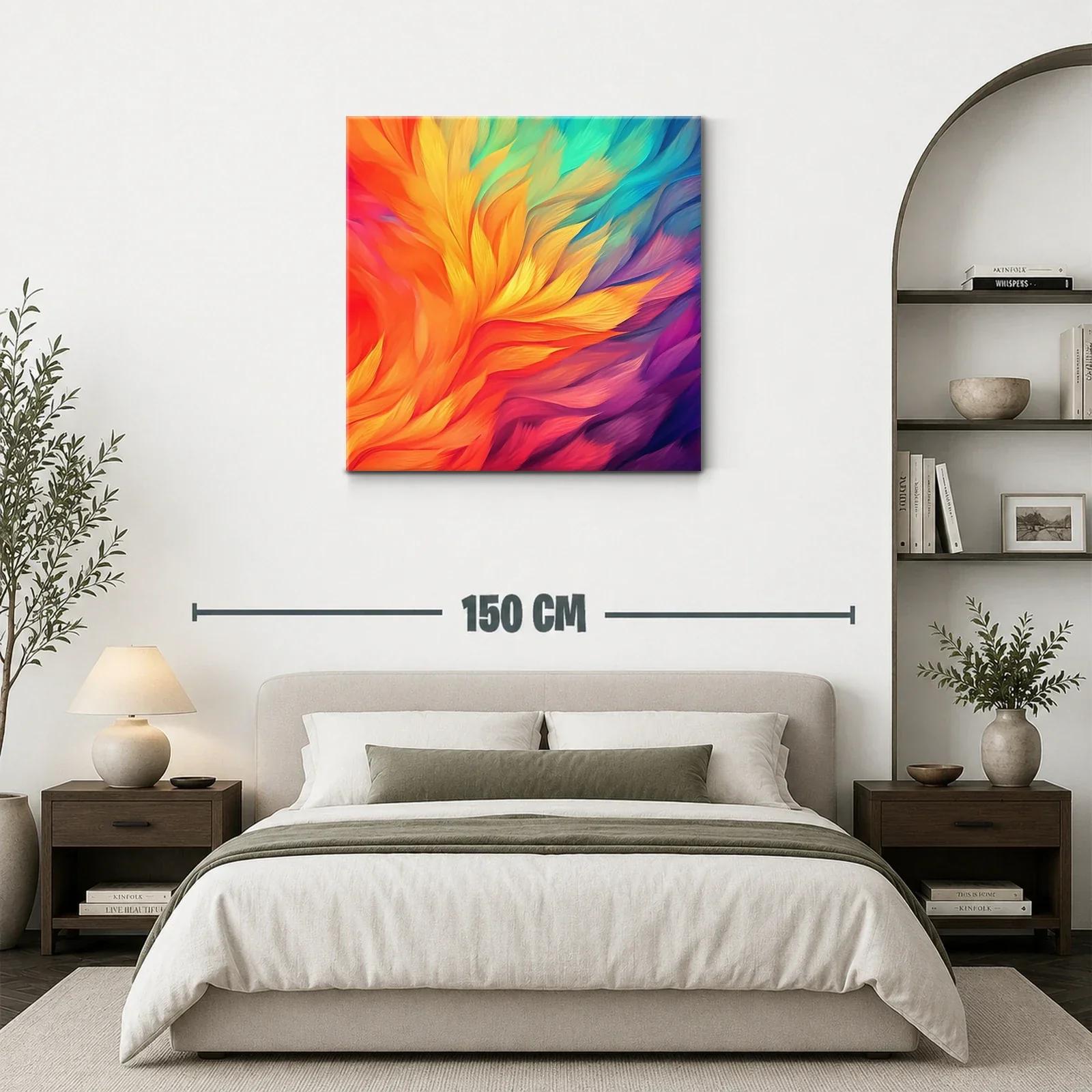 Cuadro abstracto en vibrantes tonos cálidos y fríos — miniatura 3