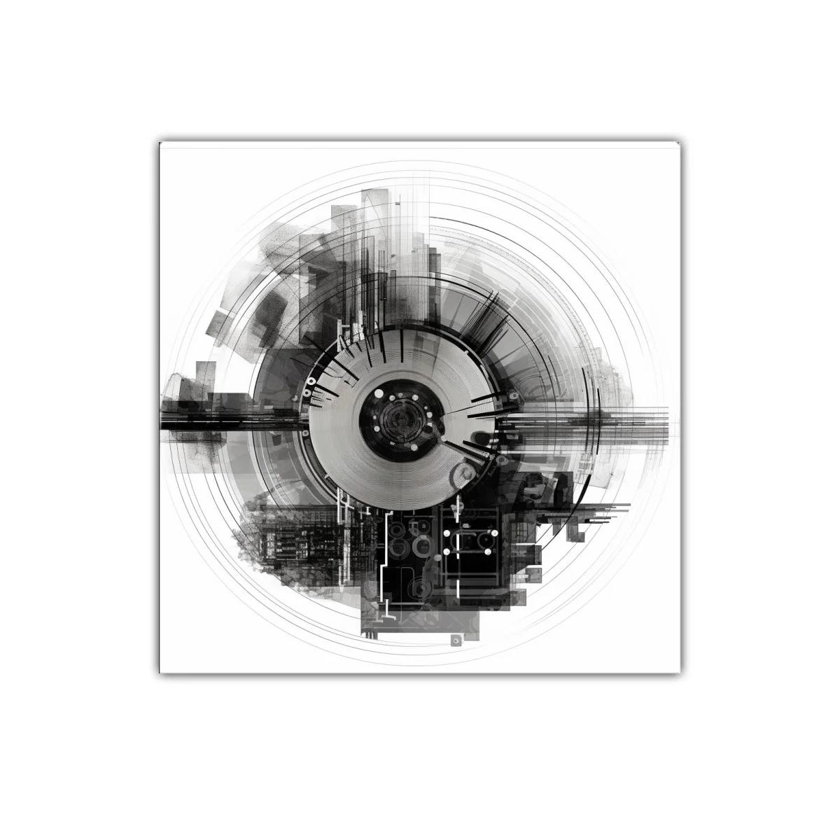Composición geométrica circular en tonos grises y negros — imagen principal