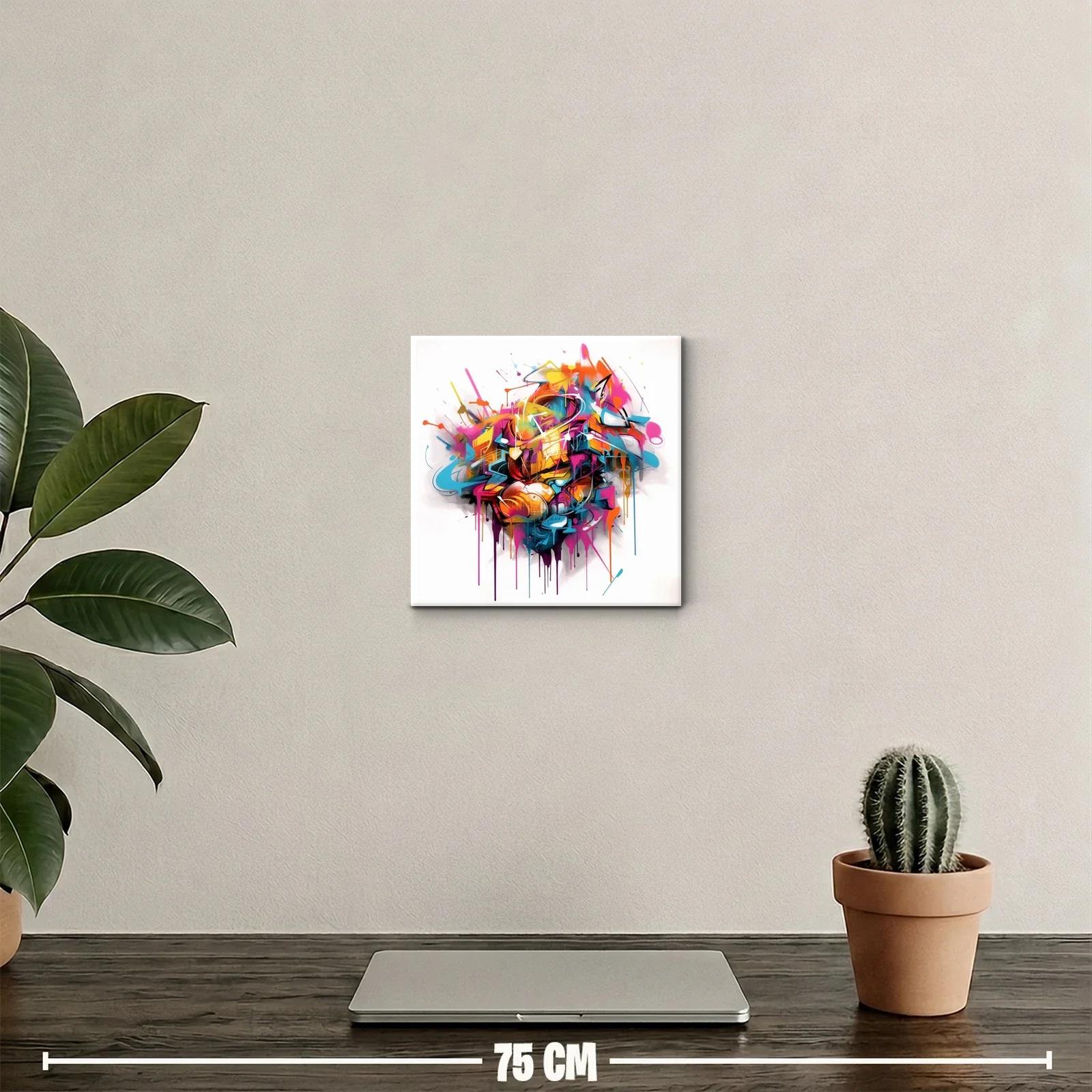 Cuadro abstracto con explosión de color y formas urbanas — miniatura 2