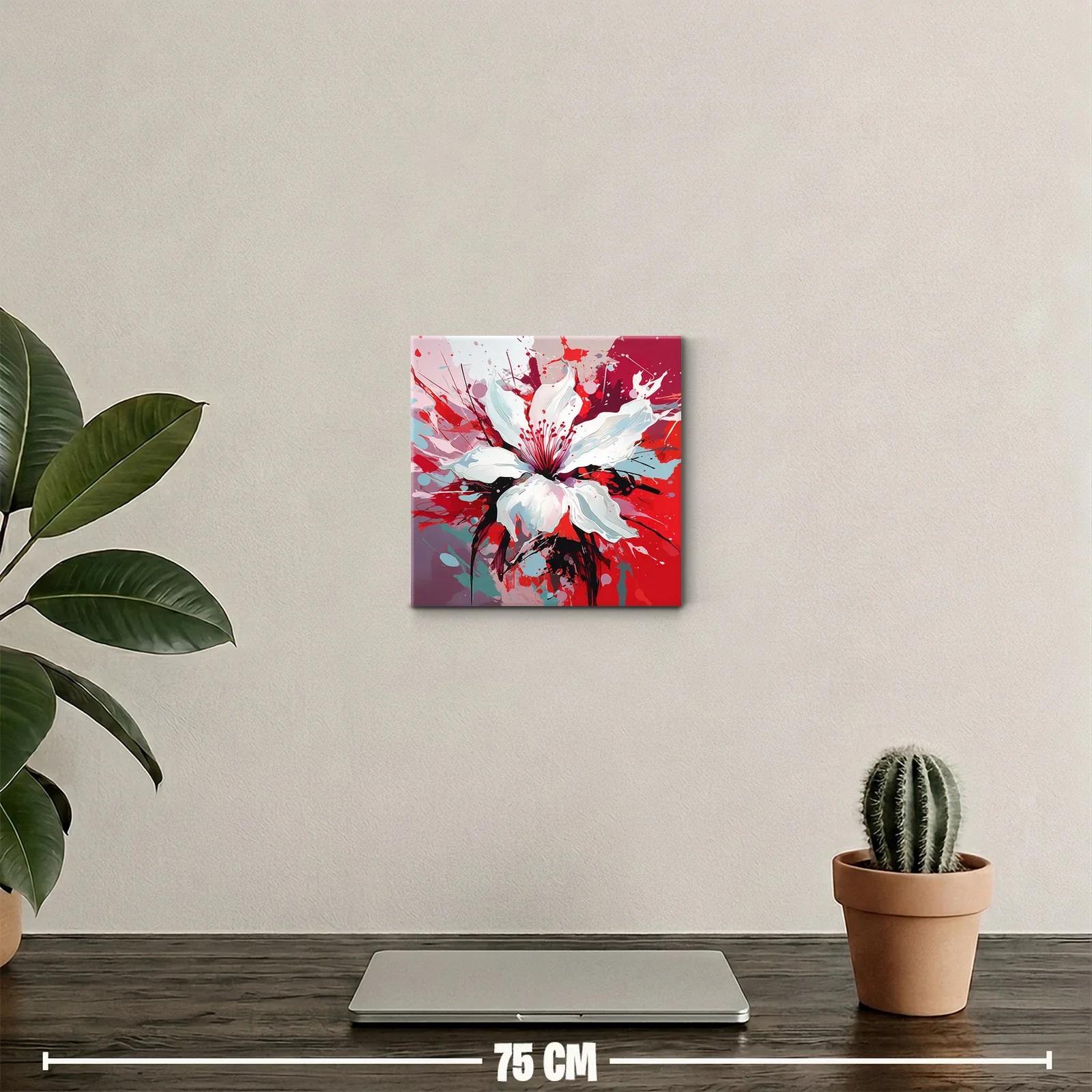 Explosión artística de flor blanca vibrante en tonos rojos — miniatura 2