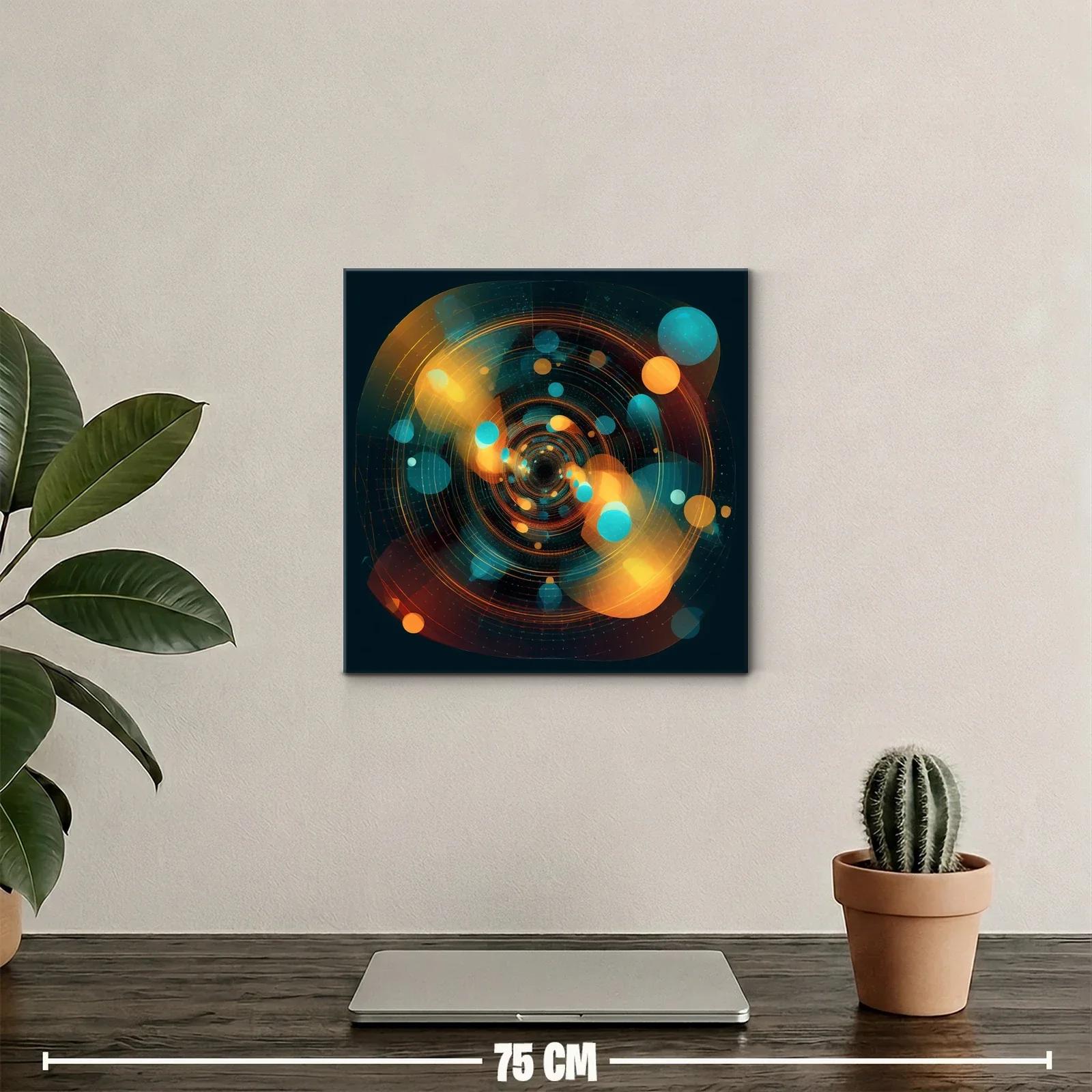 Cuadro abstracto con esferas y patrones circulares vibrantes — miniatura 2