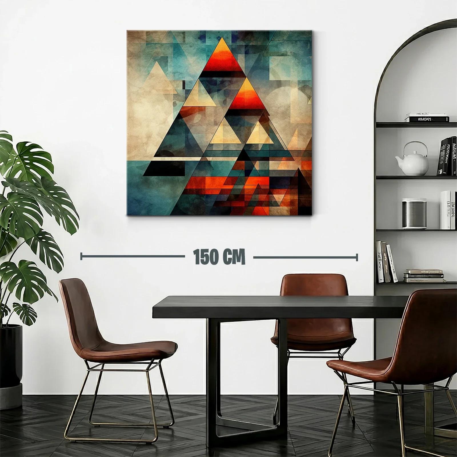 Composición abstracta con triángulos en tonos cálidos y fríos — miniatura 2