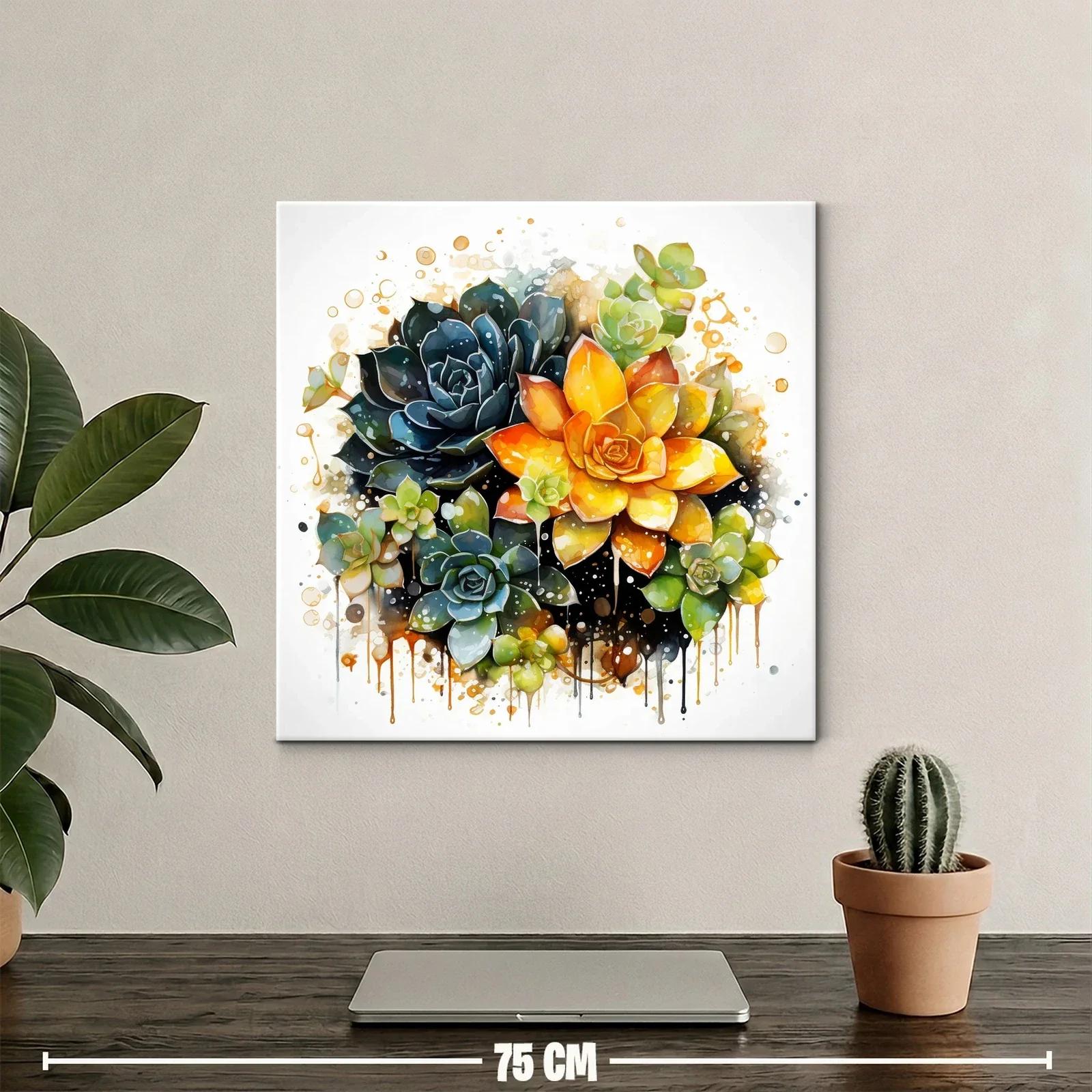 Exquisito cuadro de suculentas con tonos vibrantes y contrastes — miniatura 2