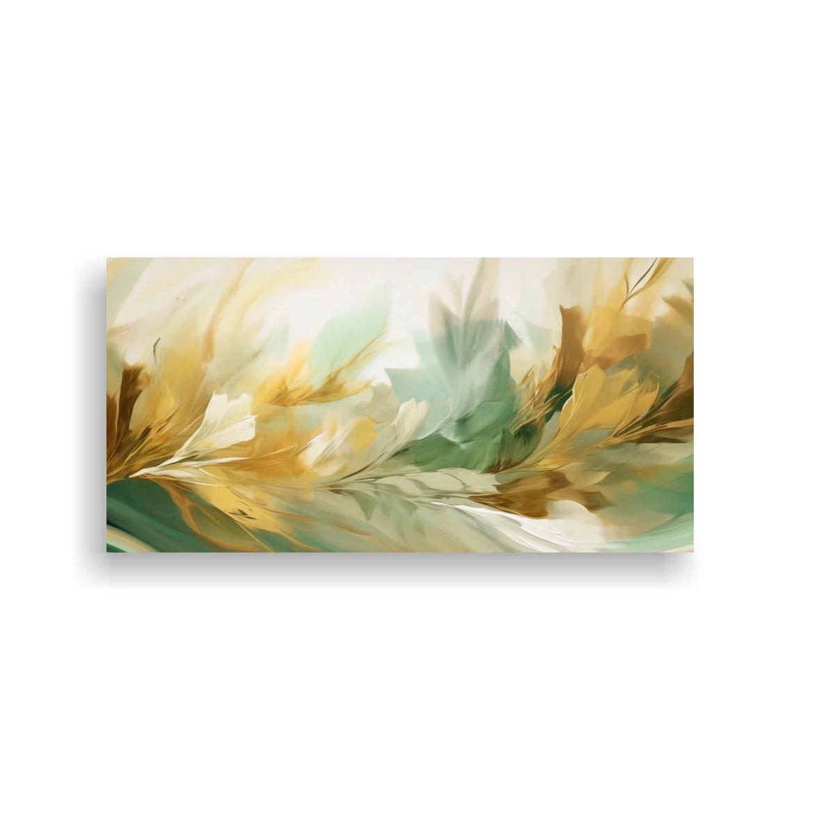 Cuadro plumas etéreas en verde agua y ocre — imagen principal