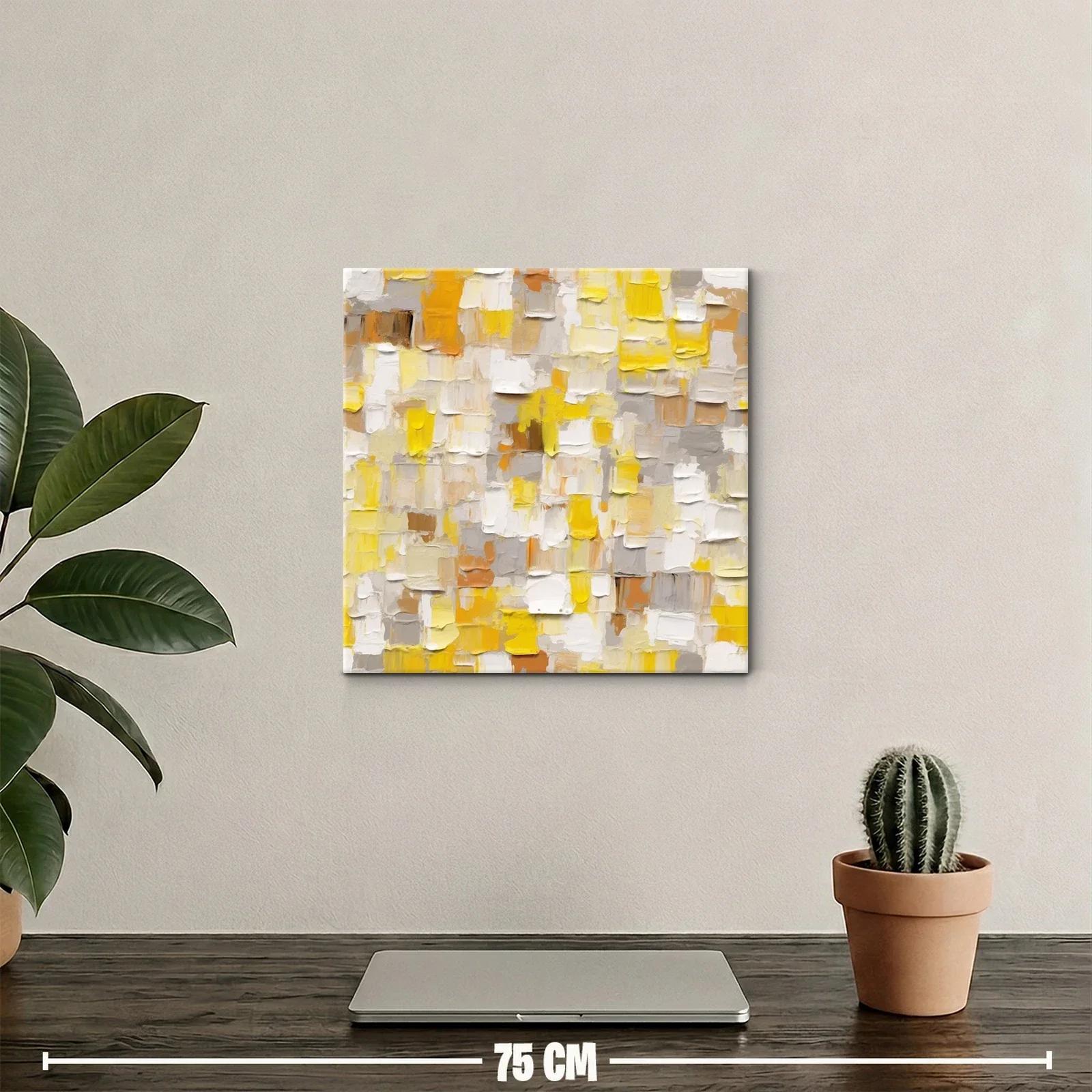 Cuadro abstracto en tonos cálidos y neutros vibrantes — miniatura 2