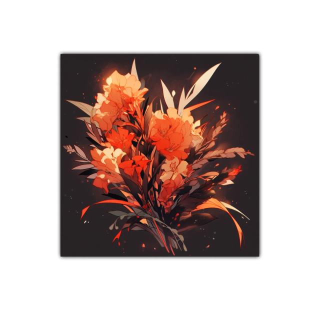 Ramo de flores cálidas sobre fondo oscuro