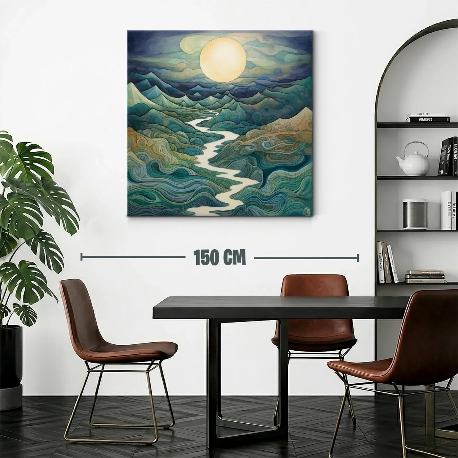 Paisaje onírico con río serpenteante bajo luna llena — miniatura 2