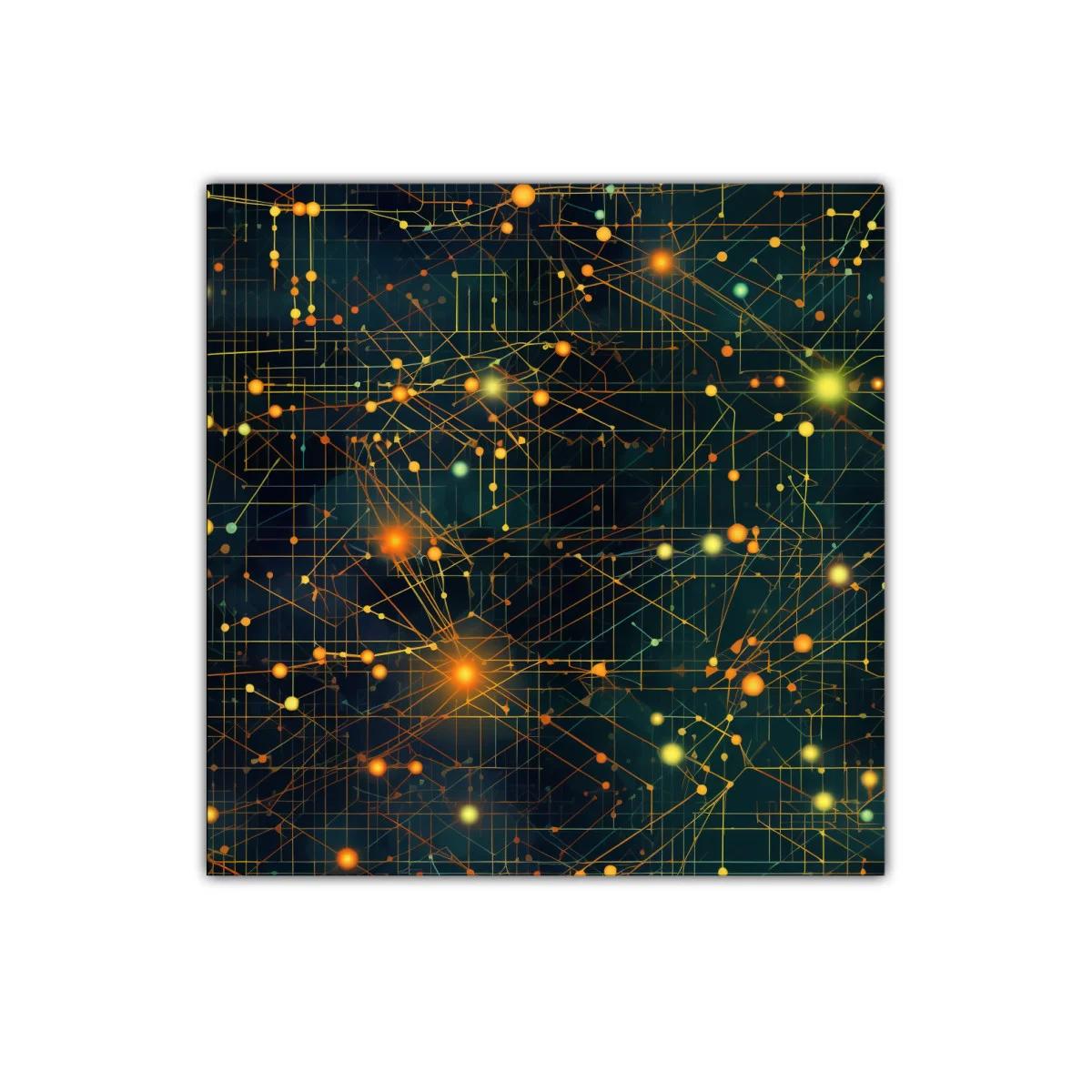 Cuadro abstracto con conexiones luminosas y trazos geométricos — miniatura 1