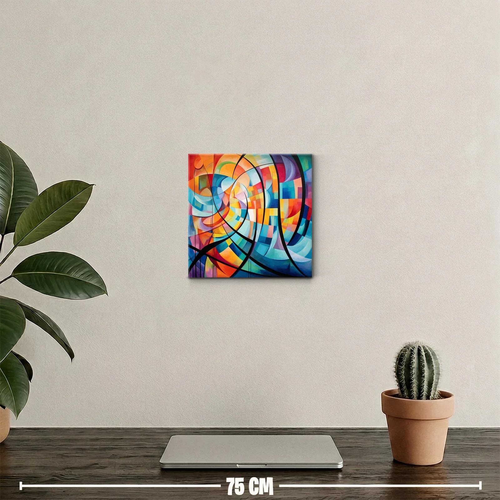 Cuadro abstracto con formas curvas y colores vibrantes — miniatura 2