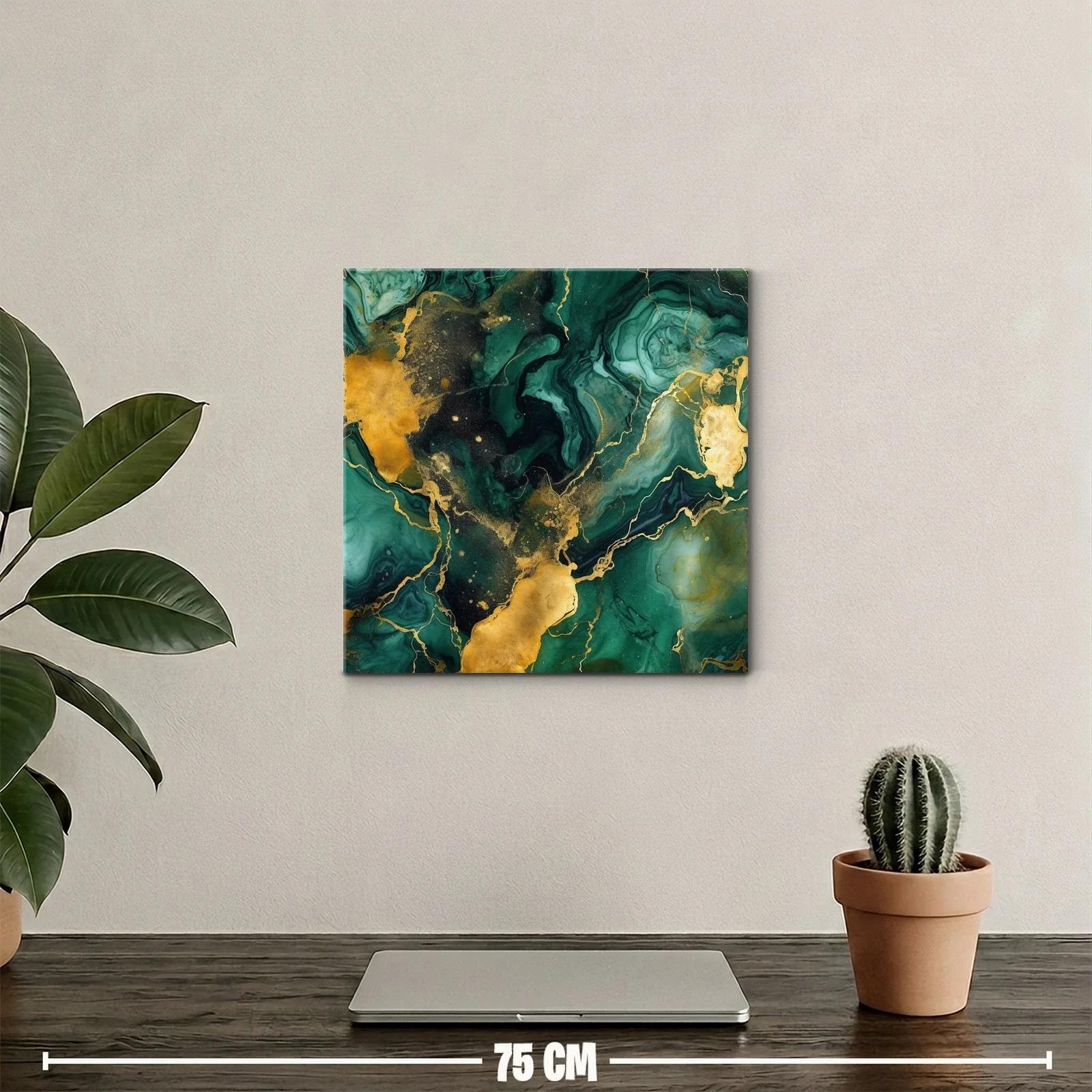 Composición abstracta en tonos verdes y dorados elegantes — miniatura 2