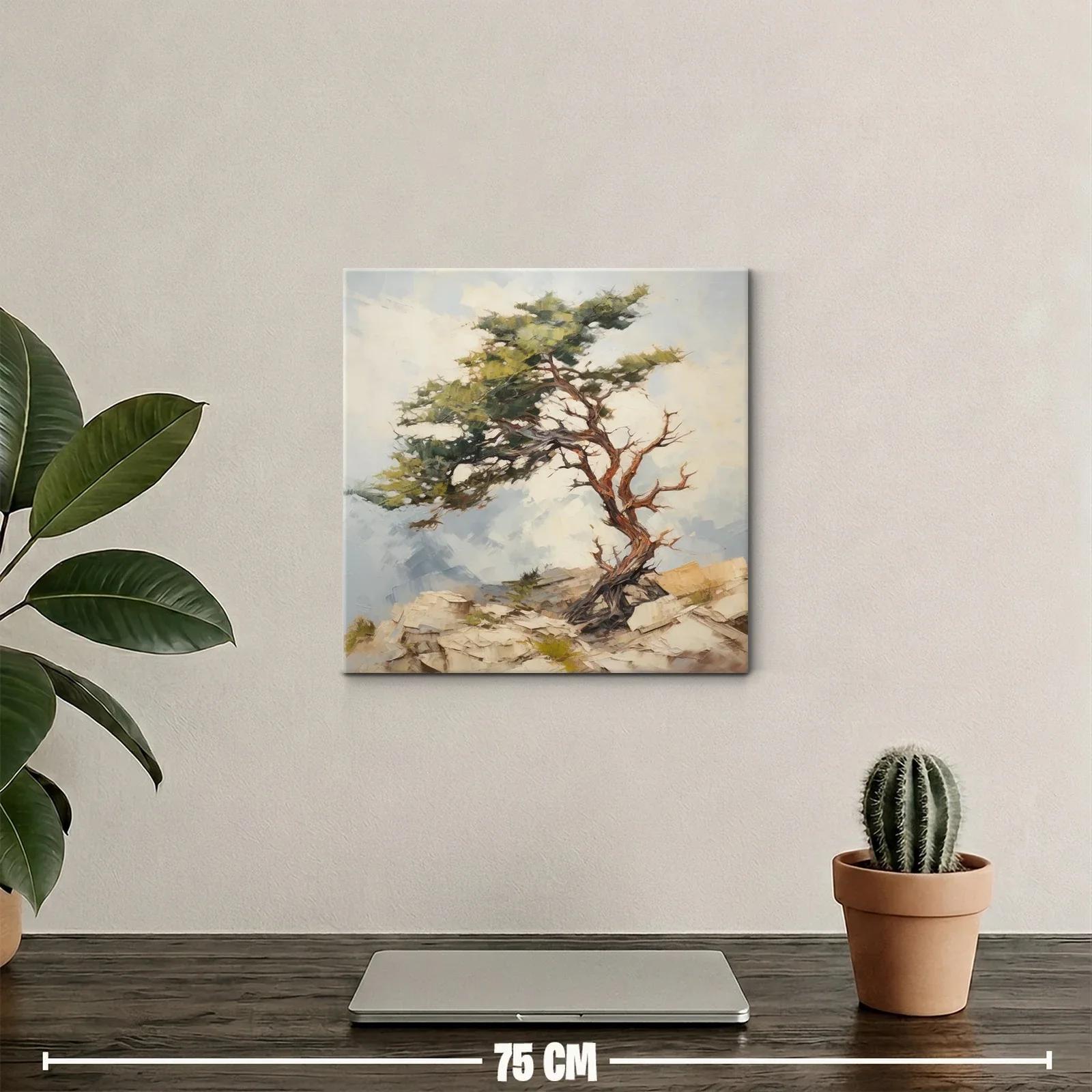 Árbol solitario sobre rocas con cielo despejado — miniatura 2