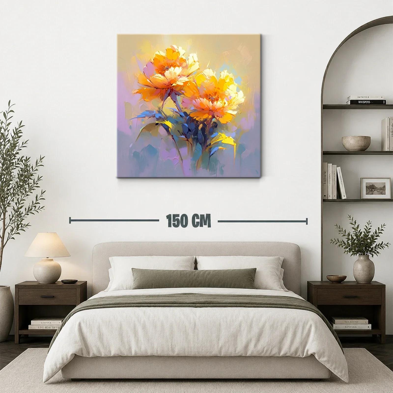Cuadro con flores vibrantes en tonos cálidos y suaves — miniatura 3