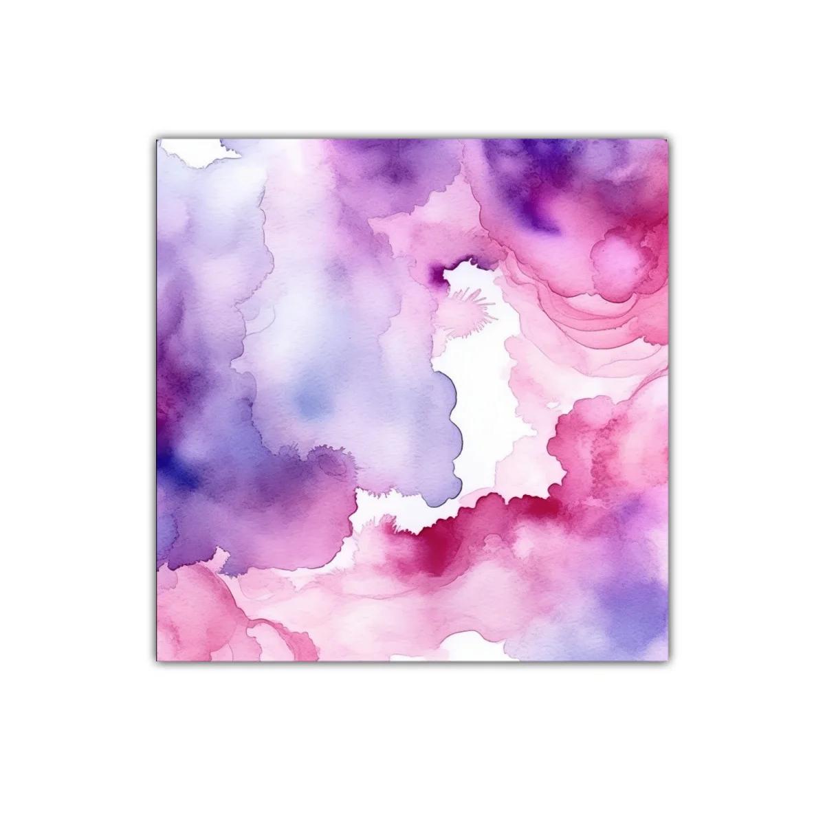 Cuadro abstracto con tonos morados y rosas vibrantes