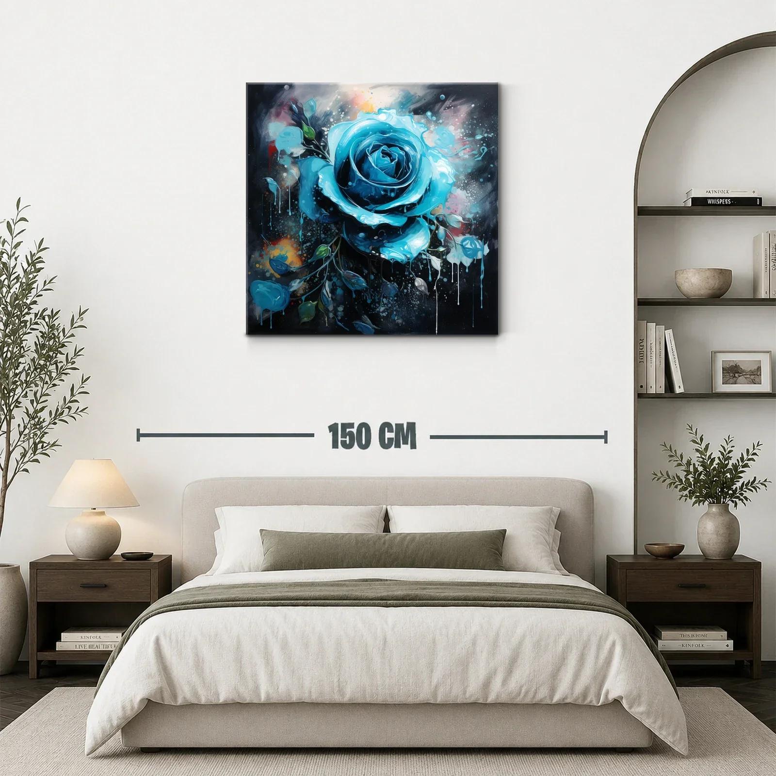 Rosa azul vibrante con efecto dripping y fondo oscuro — miniatura 3