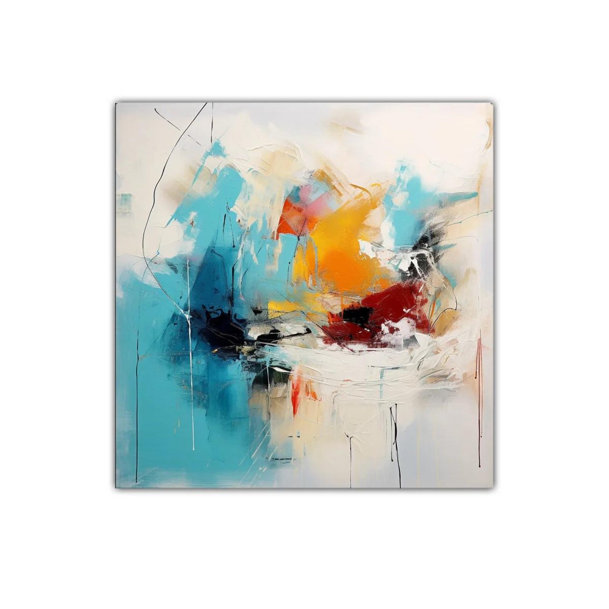 Composición abstracta vibrante en tonos azul y naranja — imagen principal