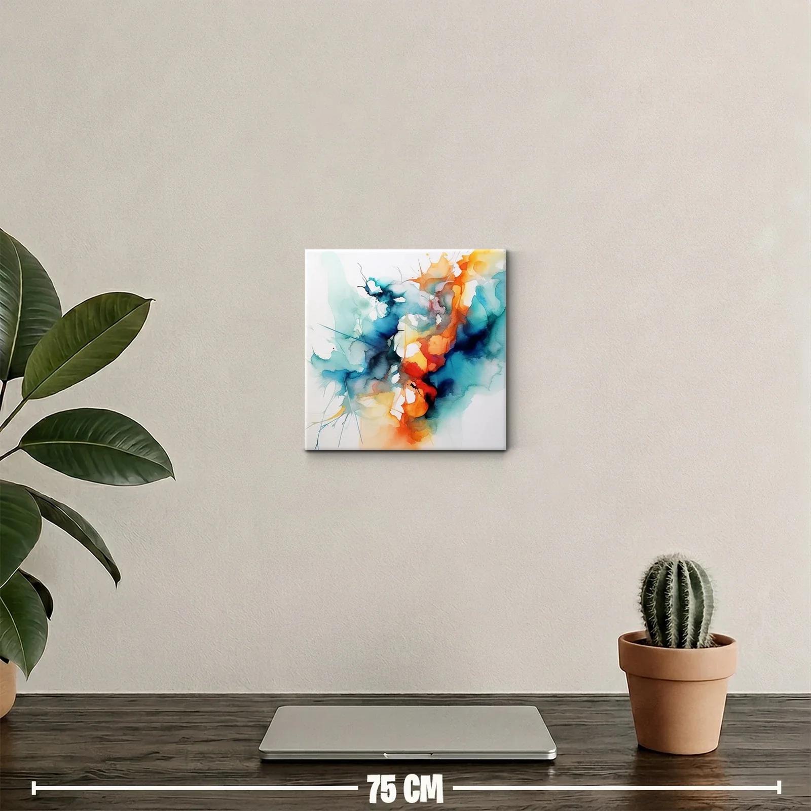 Cuadro abstracto con tonos vibrantes y formas fluidas — miniatura 2