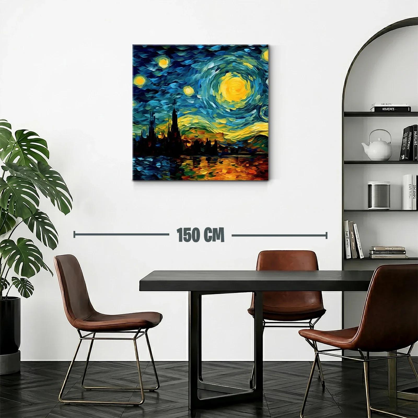 Cielo estrellado vibrante sobre ciudad reflejada en agua — miniatura 2