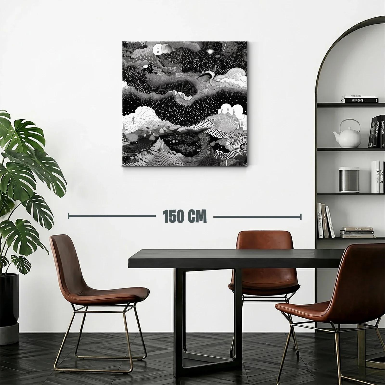 Paisaje cósmico abstracto en blanco y negro impactante — miniatura 2