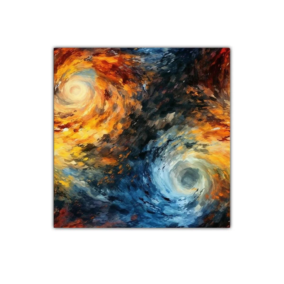 Cuadro abstracto con remolinos vibrantes y colores contrastantes — imagen principal