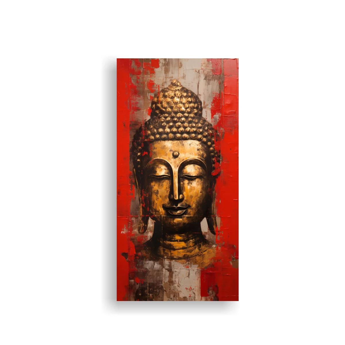 Cuadro Buda con fondo rojo texturizado — imagen principal