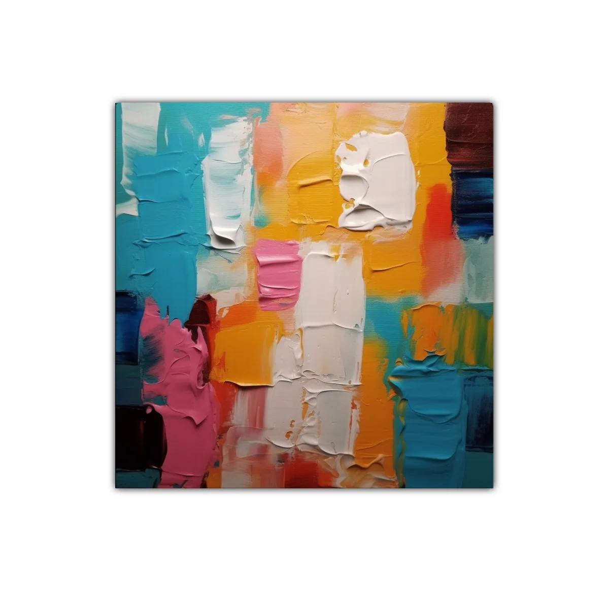 Cuadro abstracto con bloques de colores vibrantes y textura