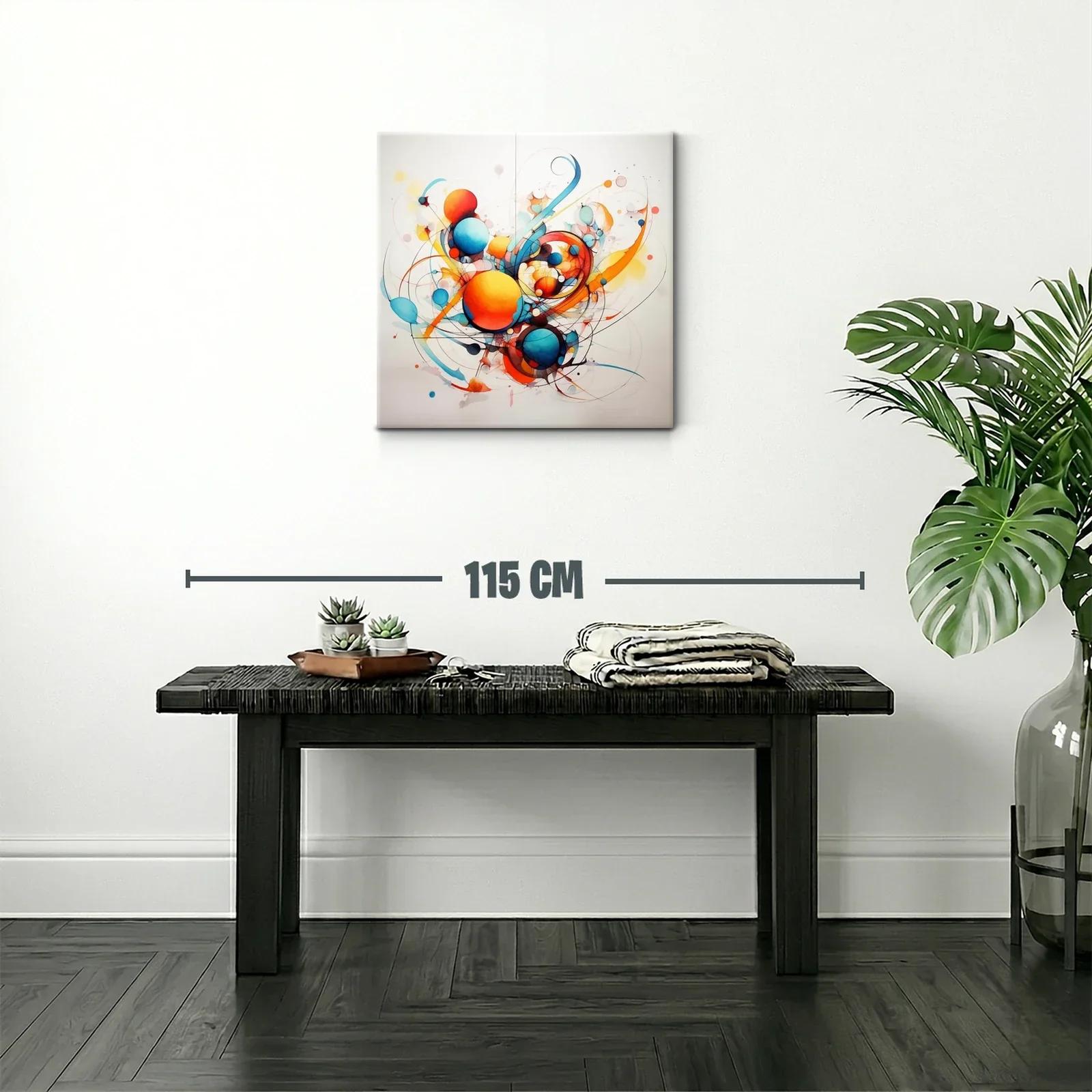 Cuadro Abstracto con Esferas en Tonos Cálidos y Fríos — miniatura 2