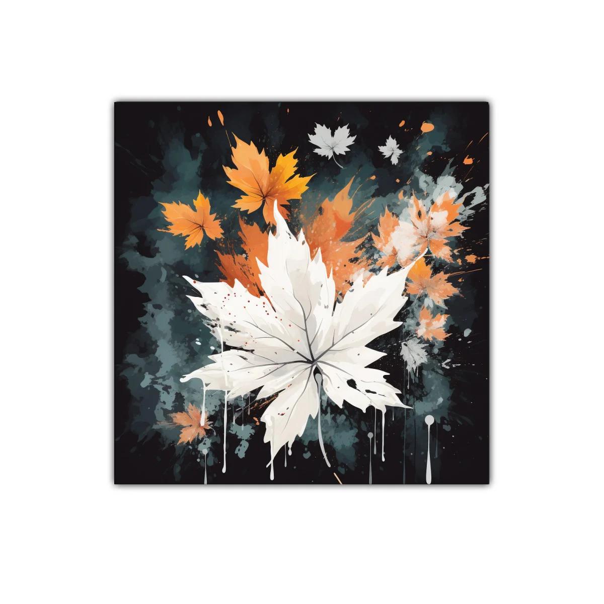 Cuadro decorativo hojas otoñales en contraste vibrante — imagen principal