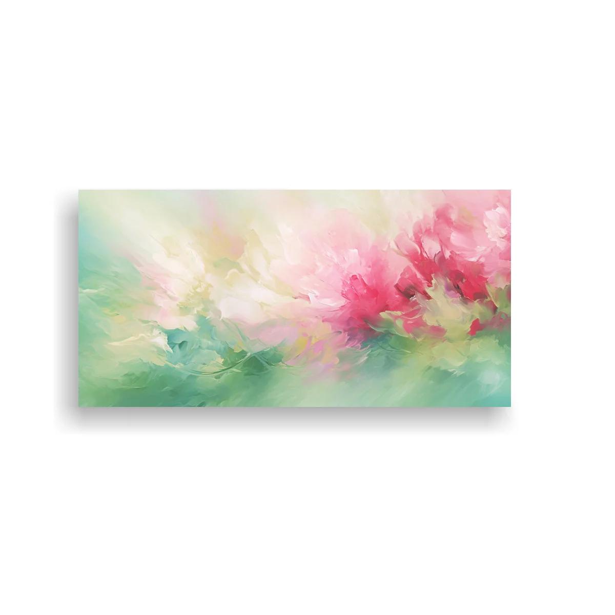 Cuadro flores rosadas difusas con velos de luz crema