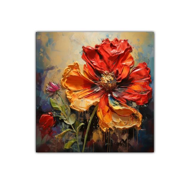 Flor intensa en tonos cálidos y vibrantes