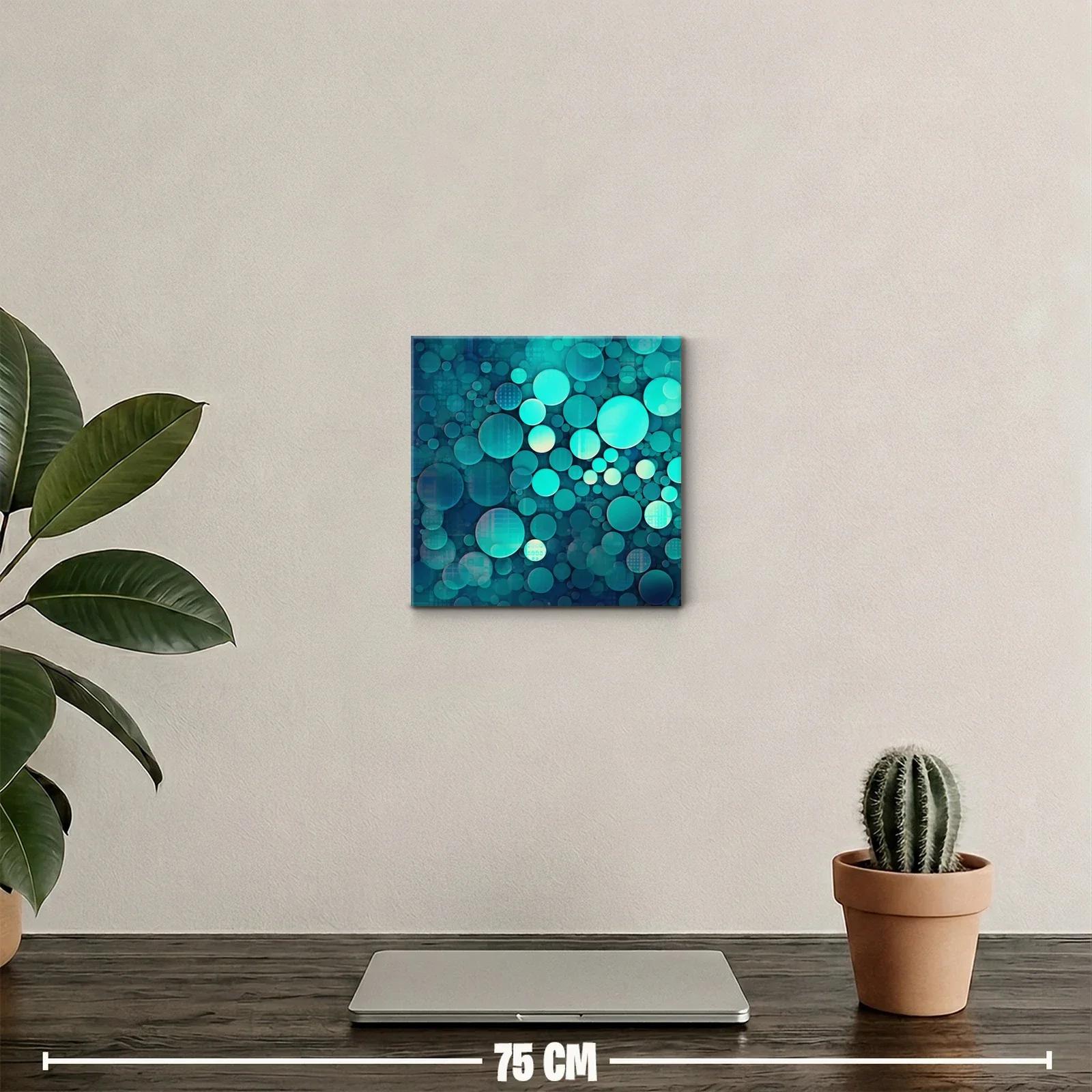 Composición abstracta con círculos en tonos turquesa y azul — miniatura 2