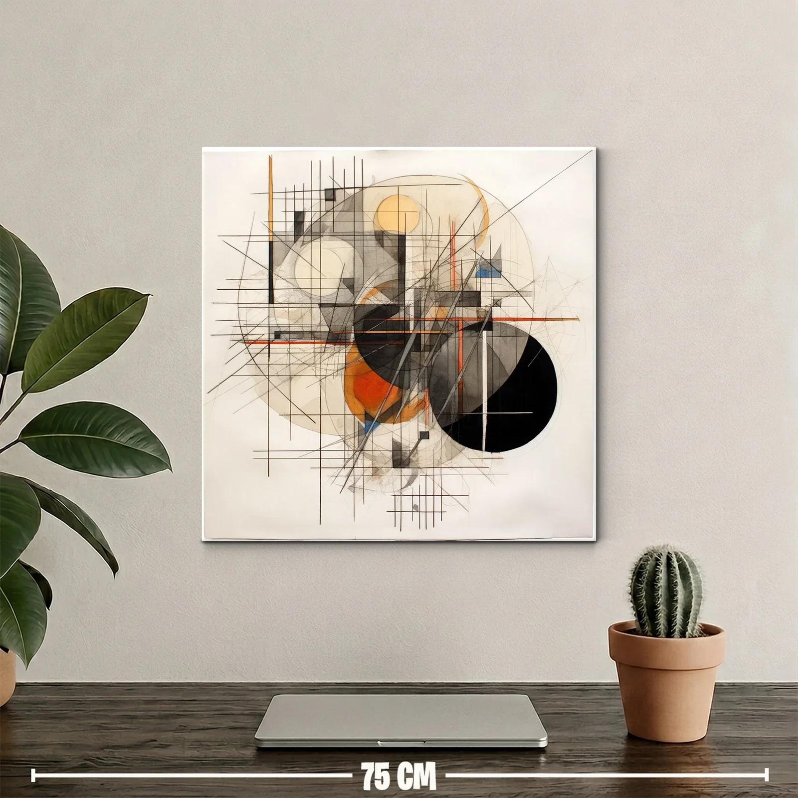 Composición geométrica con líneas y círculos en tonos cálidos — miniatura 2