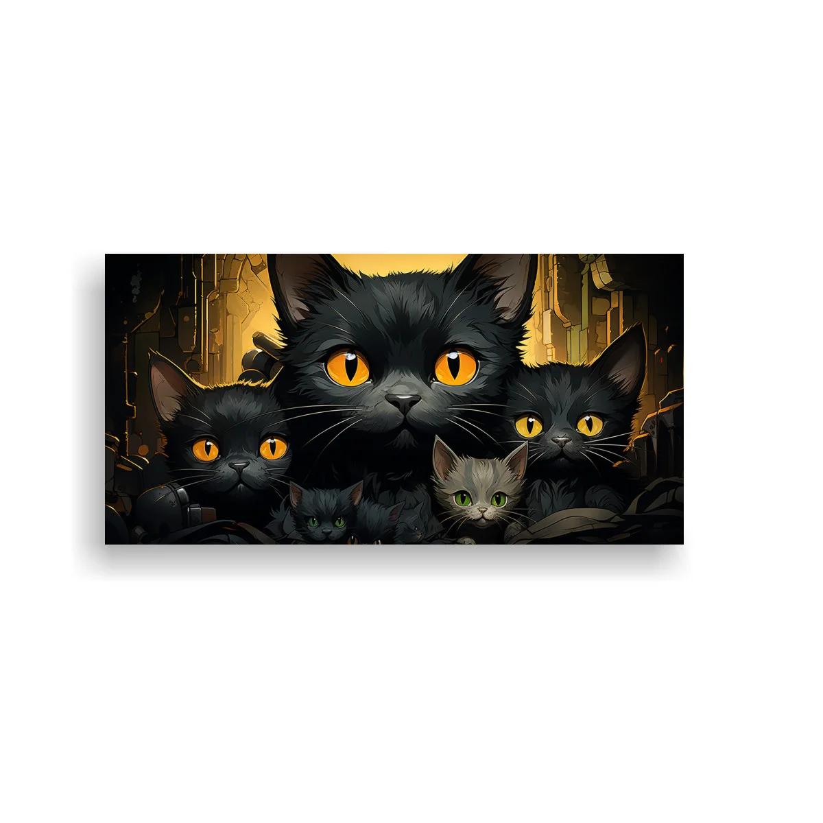Cuadro grupo de gatos negros con ojos brillantes — imagen principal