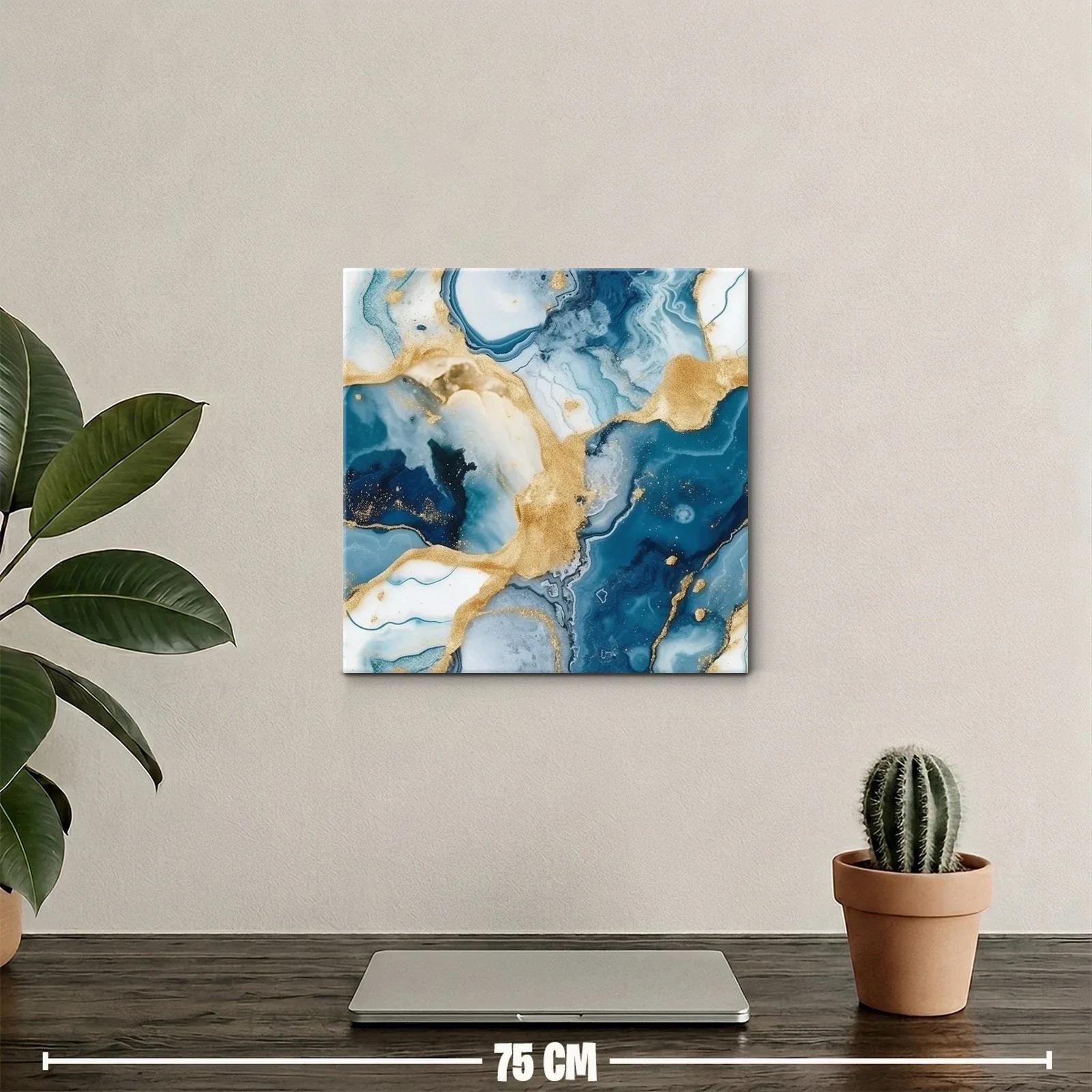 Arte abstracto con tonos azules y dorados elegantes — miniatura 2