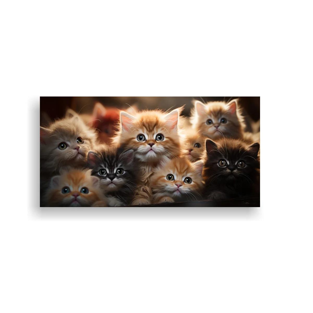 Cuadro grupo de gatitos con iluminación cálida