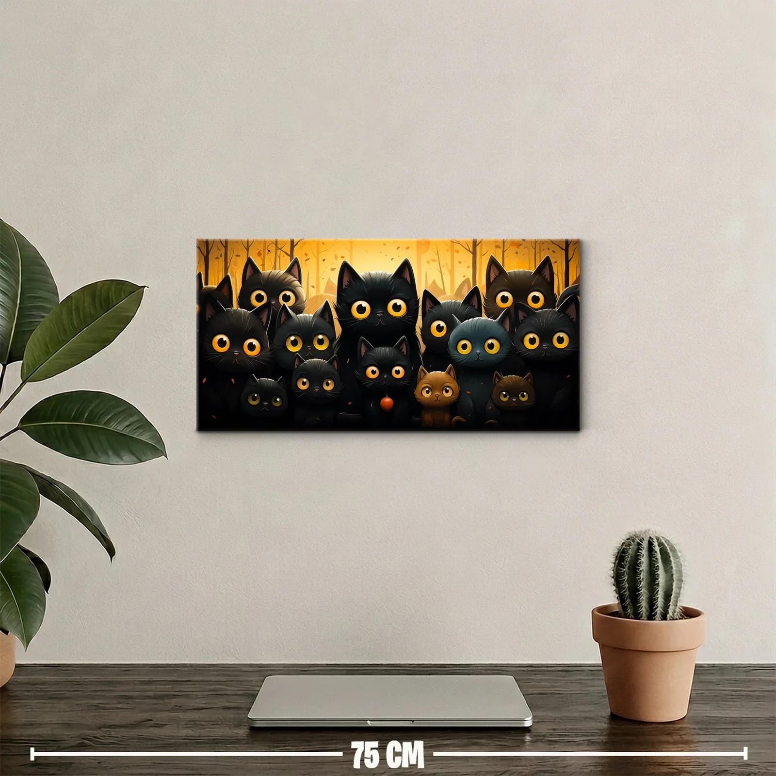 Cuadro grupo de gatos negros de ojos grandes — miniatura 2