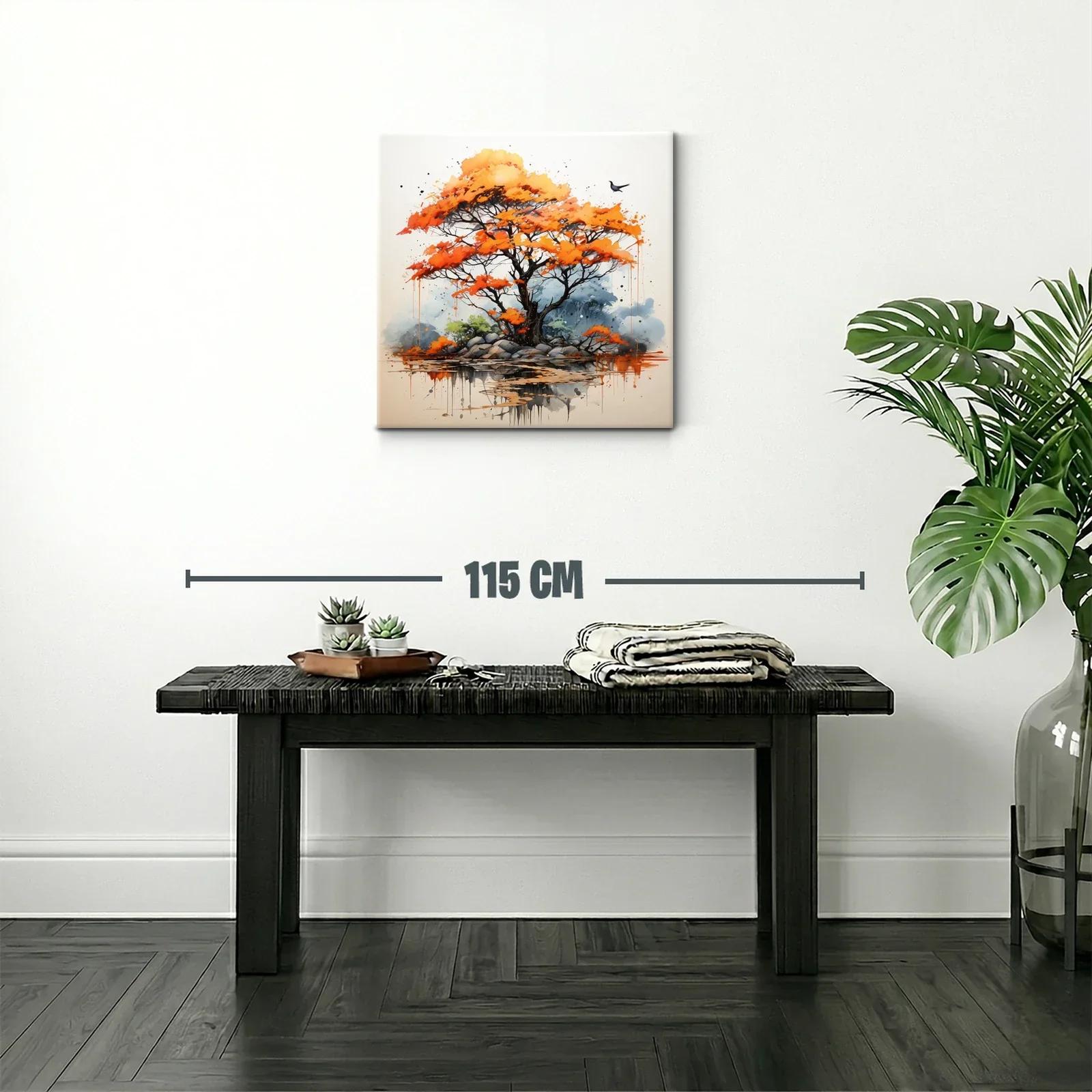 Árbol en otoño con tonos cálidos y reflejos de agua — miniatura 2