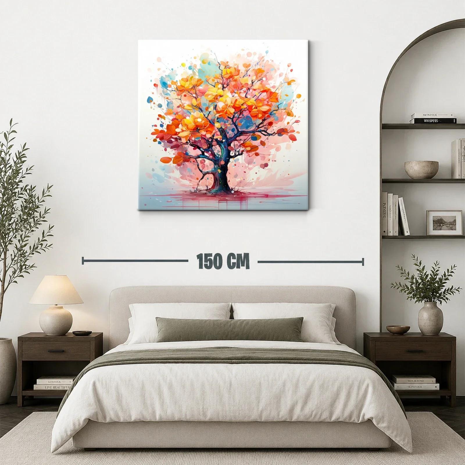 Árbol vibrante con hojas en tonos cálidos y azules — miniatura 3