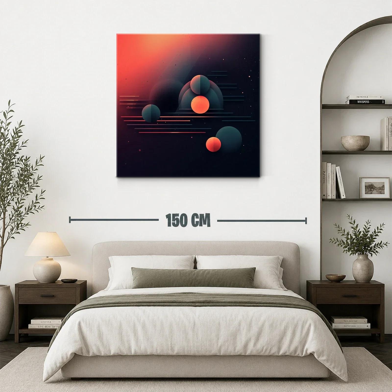 Composición abstracta con esferas y líneas en tonos cálidos — miniatura 3