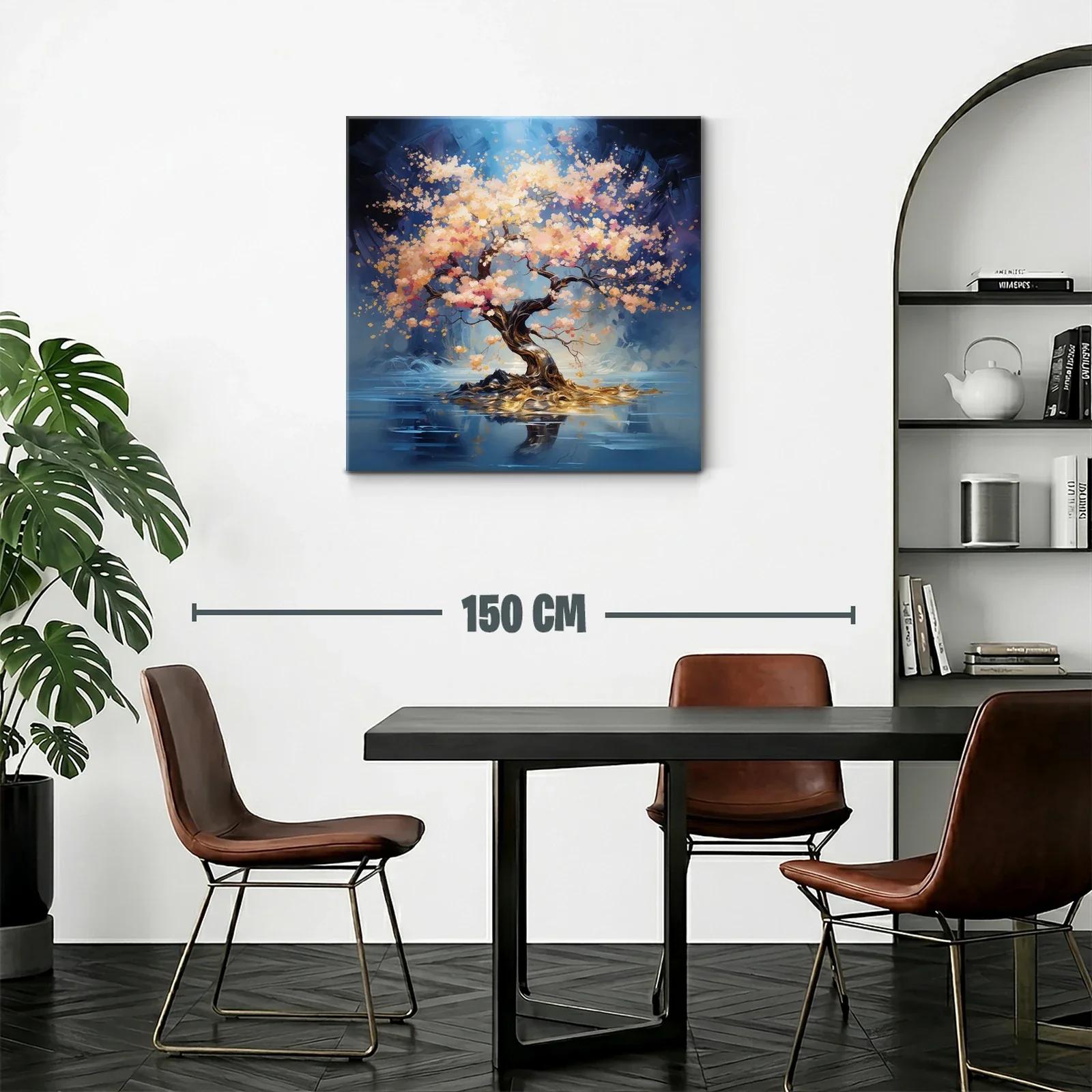 Árbol en flor iluminado en paisaje reflejado — miniatura 2
