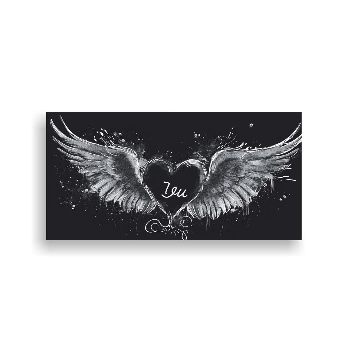 Cuadro corazón con alas y la palabra You