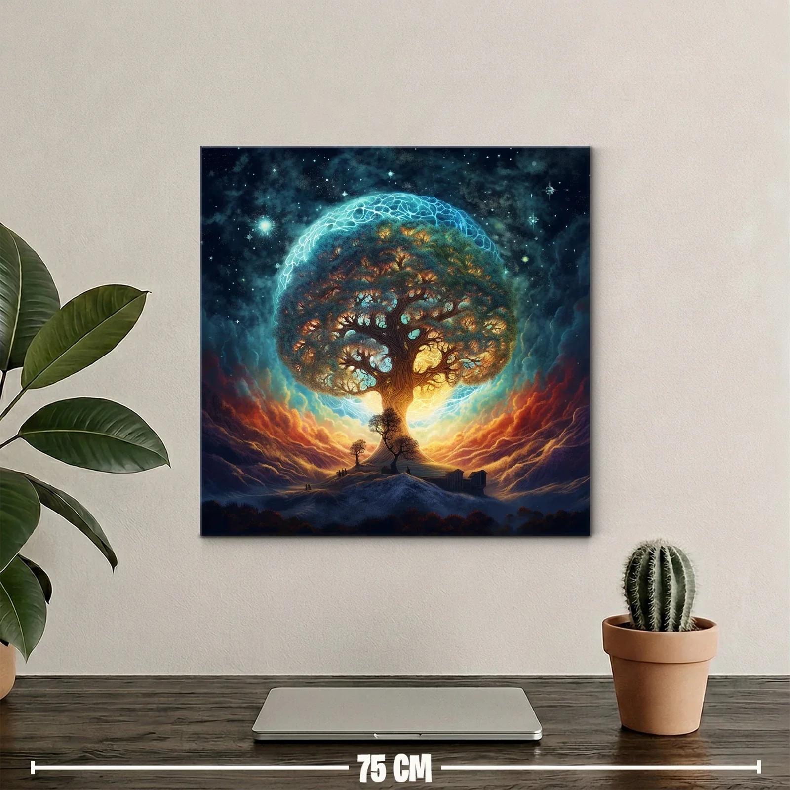 Árbol de la vida iluminado en cielo estrellado místico — miniatura 2