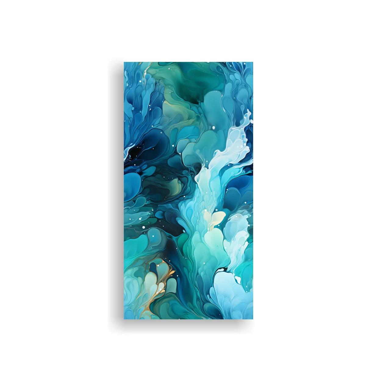 Cuadro remolino abstracto de tinta azul y turquesa con vetas