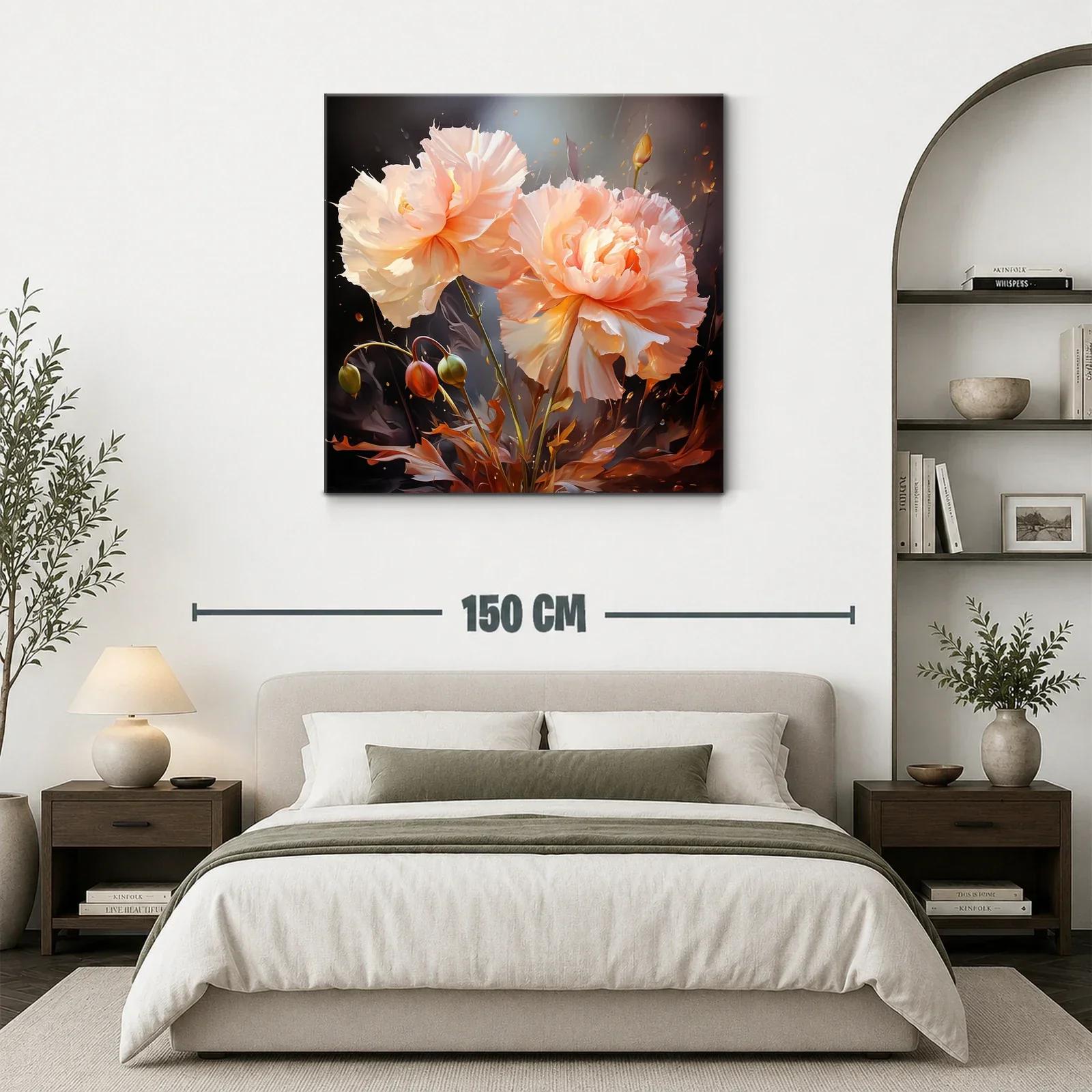 Cuadro floral con peonías delicadas y tonos cálidos — miniatura 3