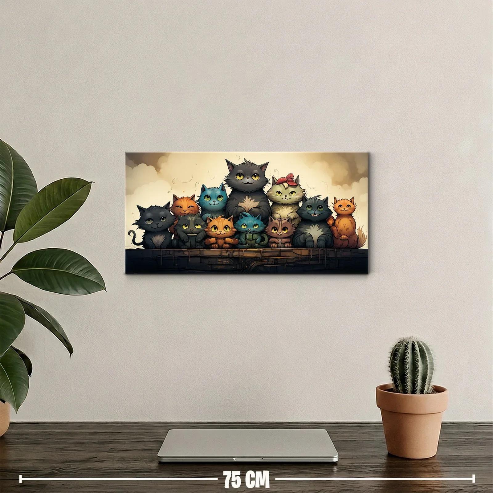 Cuadro grupo de gatos en fila compacta — miniatura 2