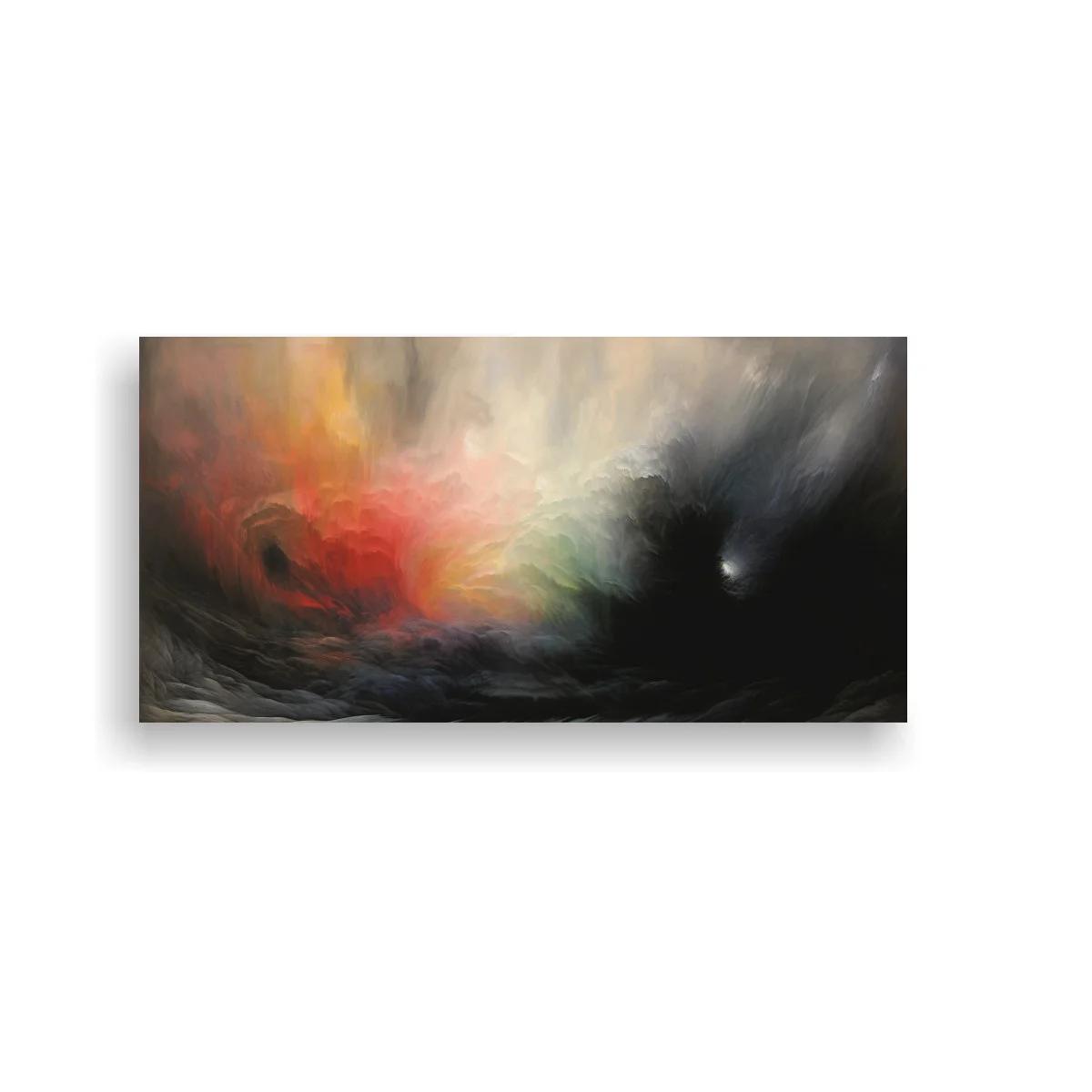 Cuadro tormenta abstracta con remolino oscuro y destellos cálidos