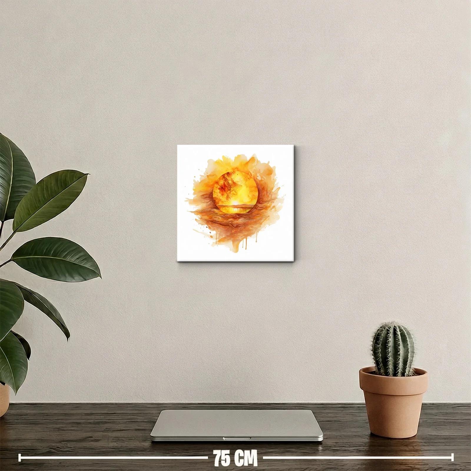 Cuadro decorativo con esfera solar y tonalidades cálidas — miniatura 2