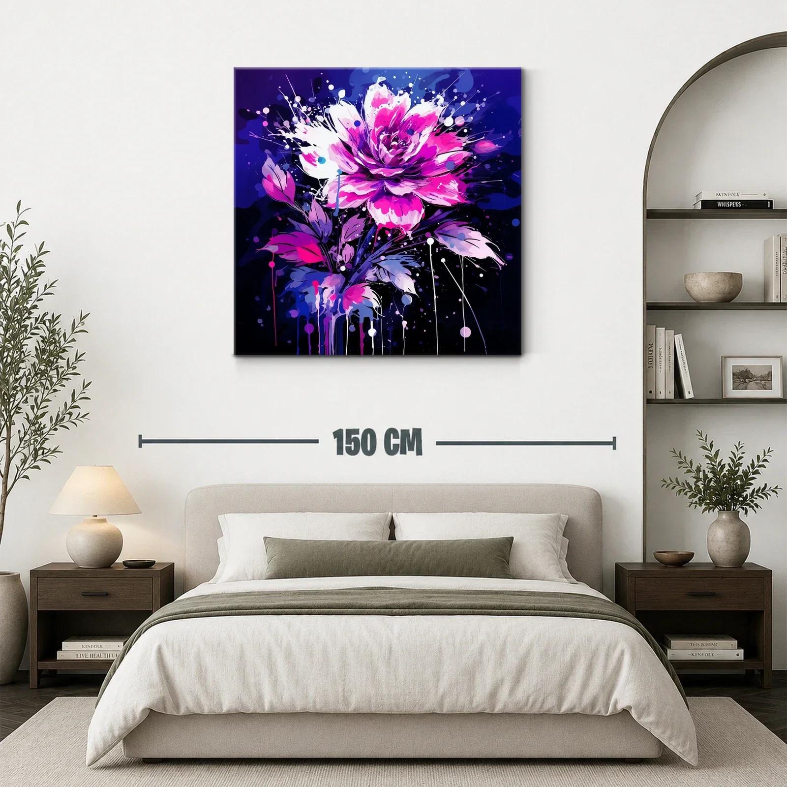 Cuadro de flor vibrante con tonos fucsia y azul marino — miniatura 3