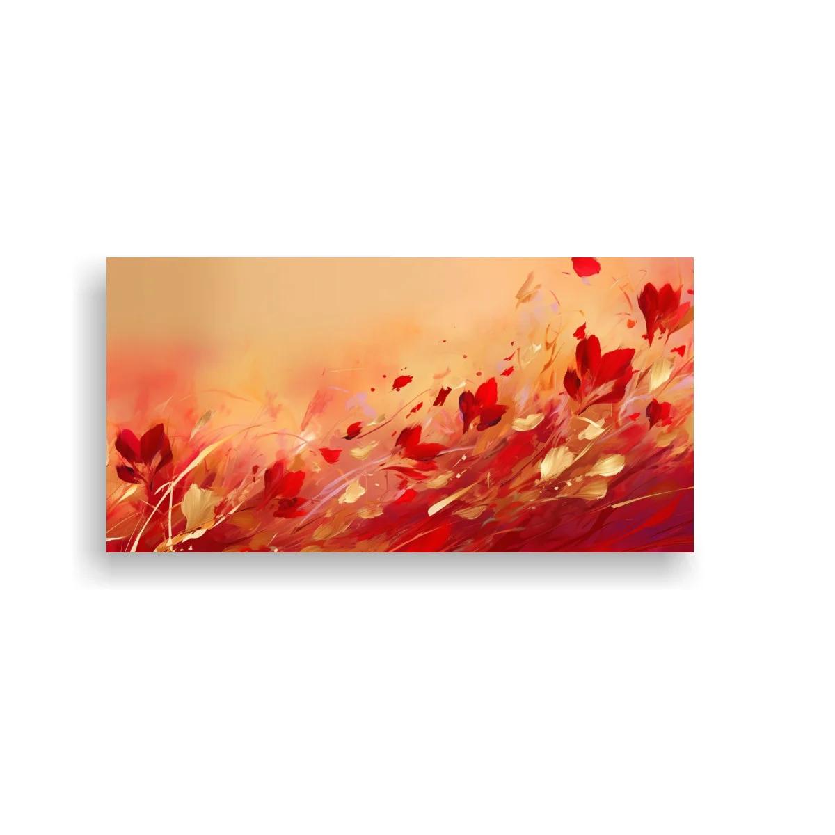 Cuadro de flores rojas y pétalos en trazos fluidos — imagen principal