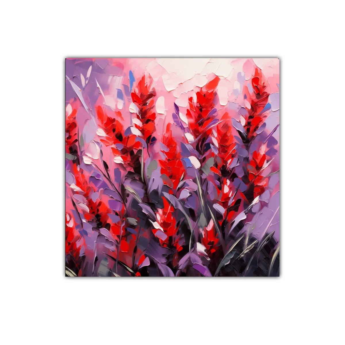 Vibrante esplendor floral en tonos rojos y lilas